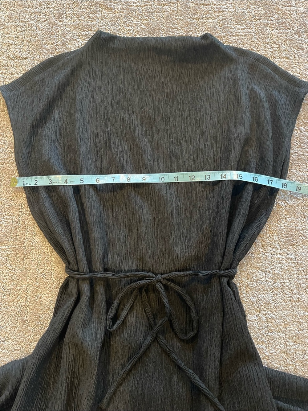 Eileen Fisher Crinkle, Black Funnel Neck Midi
Dress,Cap Sleeve,Elastic Waist-XS - Picture 7 of 16